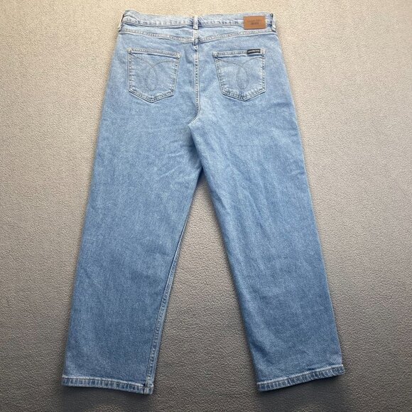 Calvin Klein Jeans Women Size 14 Blue Denim Cotton Straight Leg Workwear Stretch - Picture 10 of 10